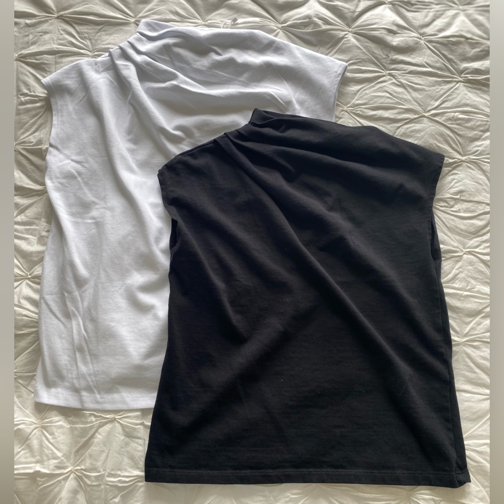 Zara tank top Bundle ruched one shoulder elevated basic tank black white